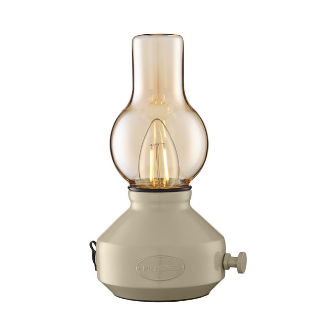 Beżowa lampka stołowa USB retro IP44 Glimt PR Home